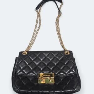 Michael Kors Sloan Black Quilted Lamb Leather Shoulder Purse